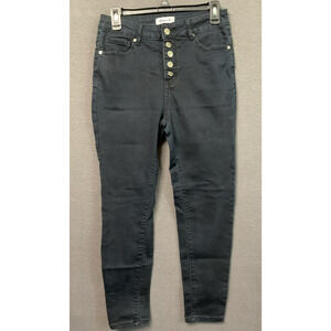 Between Us Jeans Womens 13 Black High Rise Button Fly Stretch Skinny Pants